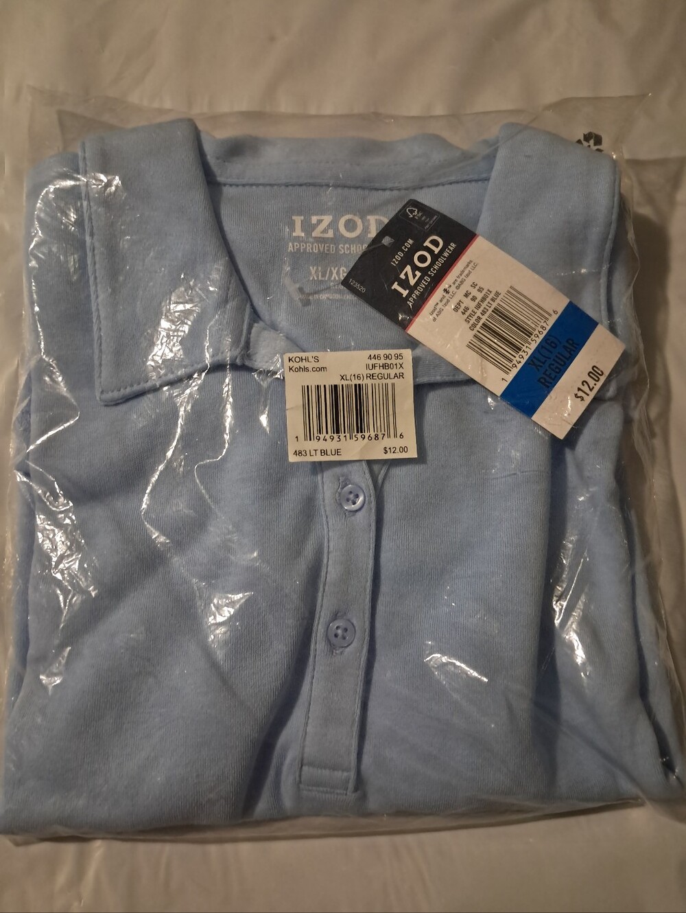 Izod Girls Polo Shirt in Light Blue